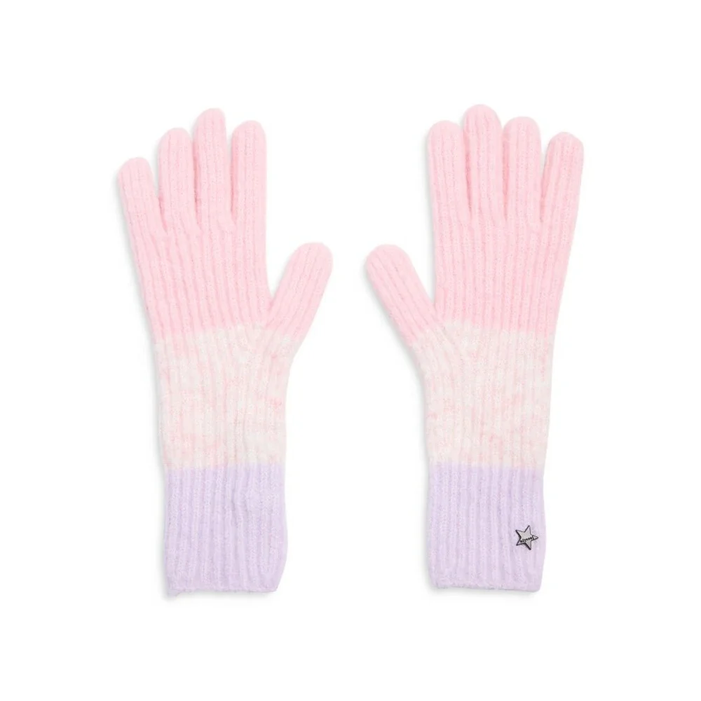 Jocelyn Color Block Ribbed Wool Blend Gloves Women's One Size Pink Multi Pull On